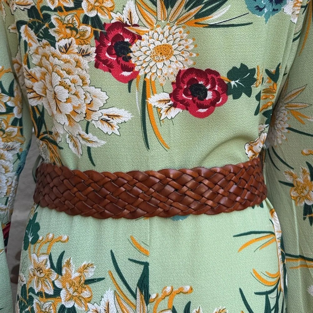 Vintage Coach British Tan Braided Wide Leather Belt